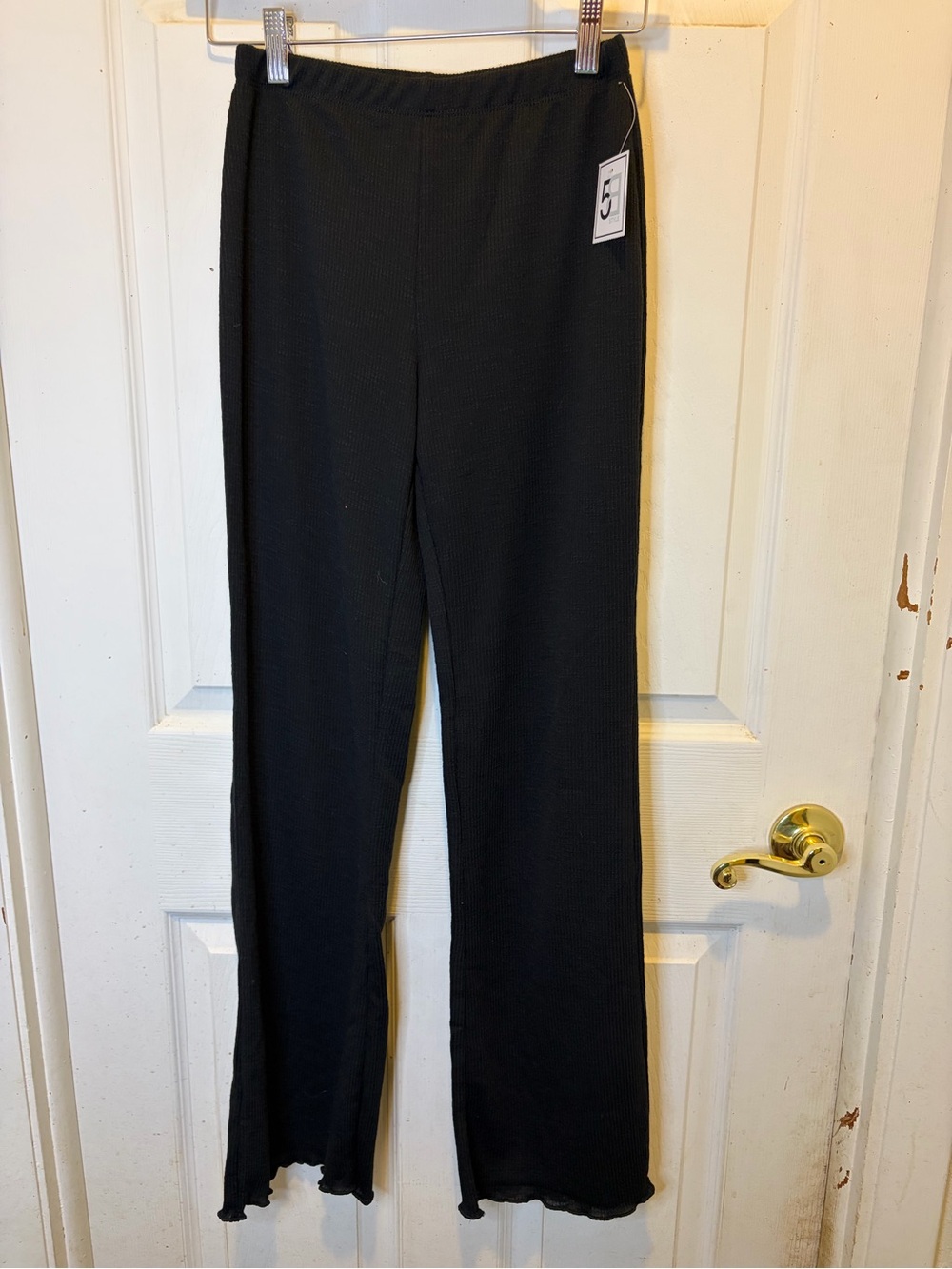 Black Wide Leg Women's Pants - Stretch Knit